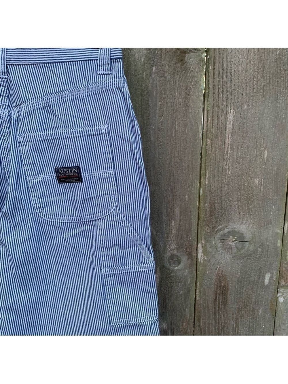 AUSTIN CLOTHING COMPANY striped denim cropped carpenter jean pants vintage style - Picture 2 of 11